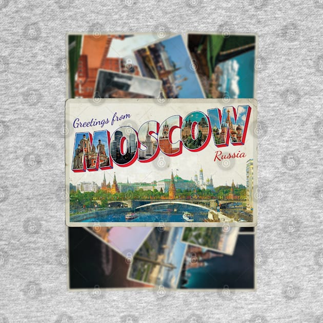 Greetings from Moscow in Russia Vintage style retro souvenir by DesignerPropo